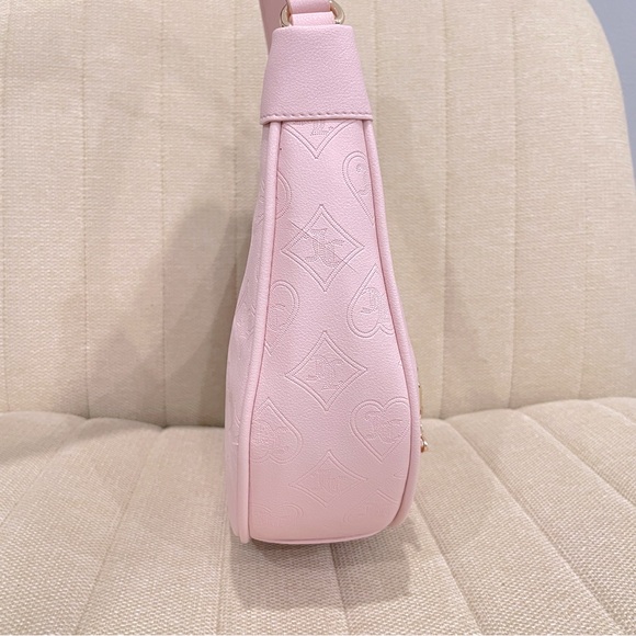 NEW Juicy Couture Pink Powder Blush Embossed Shoulder Bag Top Notch Hobo Chain - Picture 6 of 8